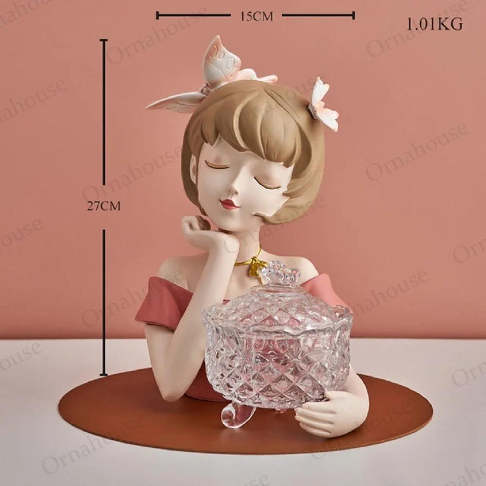 

Современное украшение для дома, украшение для гостиной, подарки, милая девушка, скульптура, украшение для хранения, статуэтка из смолы, статуэтки для интерьера