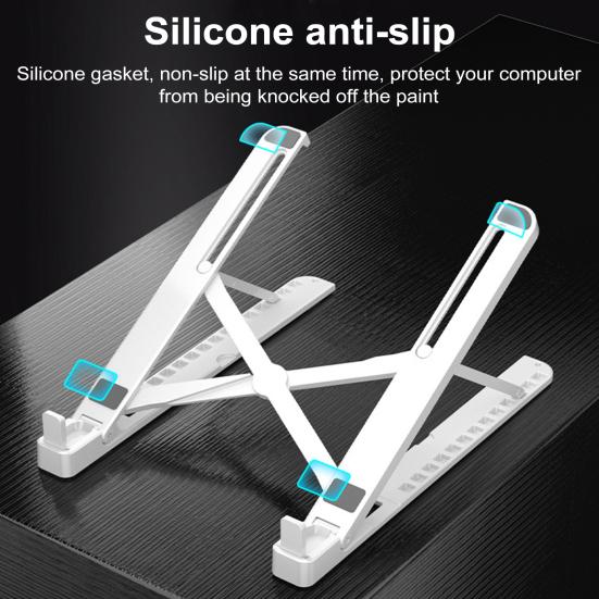 Portable Ergonomic Laptop Stand with Cooling Fan High Stability Height Adjustable Foldable Design Anti-Slip Laptop Riser Bracket