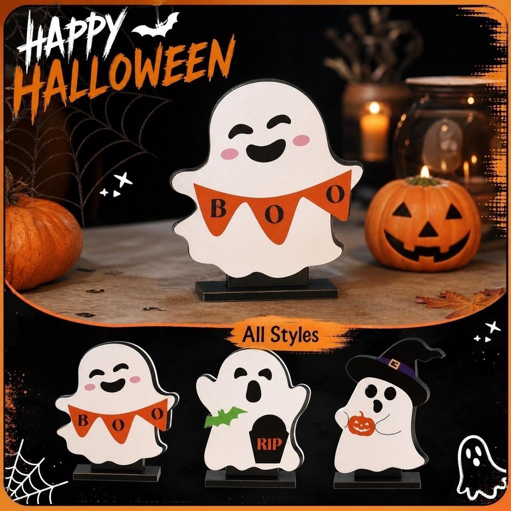 Halloween Wooden Ornament Cute Decor for Party Desktop Display