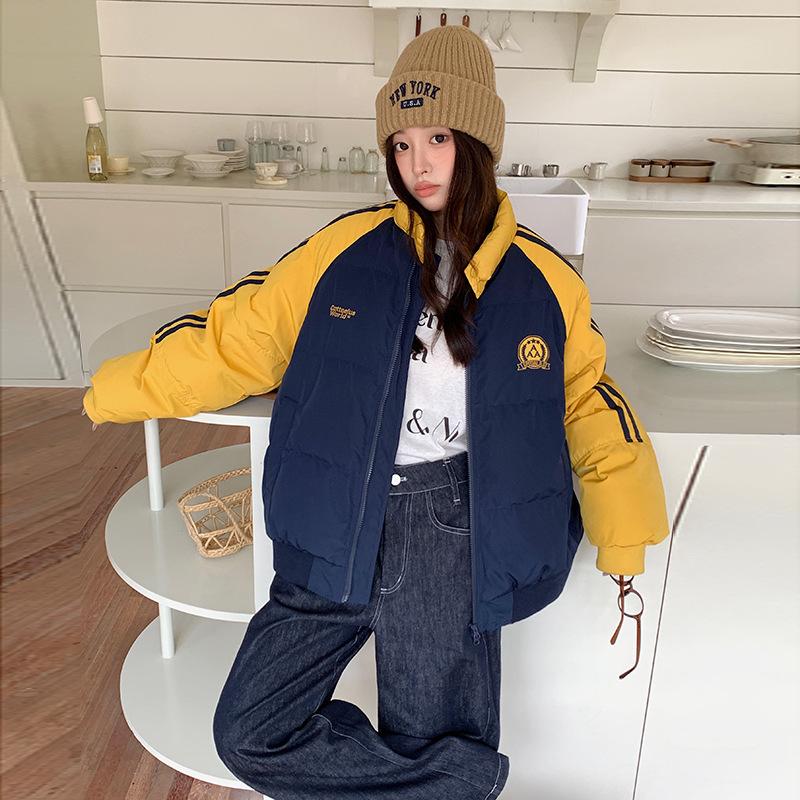 Retro Down Cotton-padded Clothes for Men and Women in Winter New Warm Cotton-padded Clothes Stand-up Collar Couple Thickened Cotton-padded Jacket