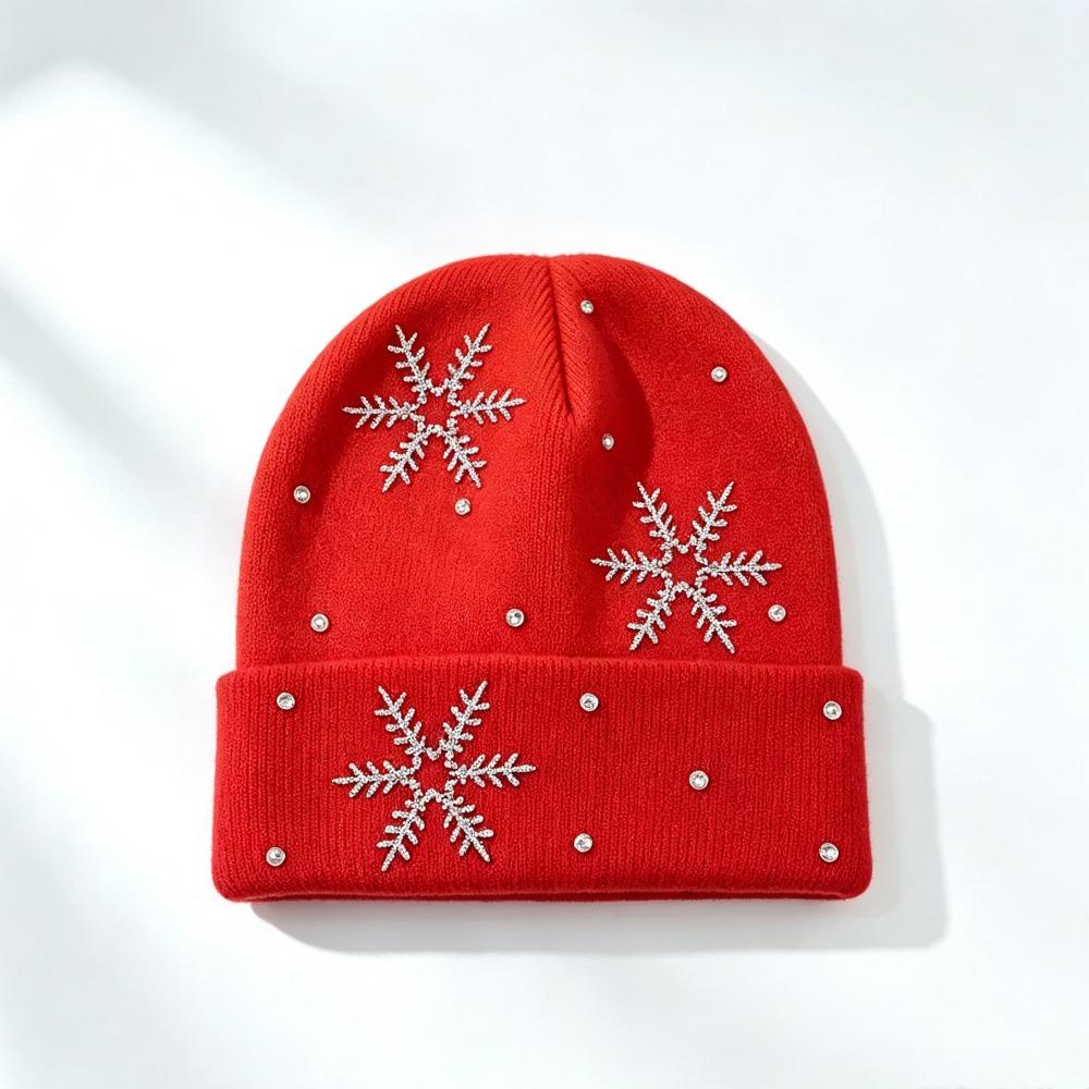 Rhinestone Children Knit Hat Knitted Fabric Snowflake Knitted Cap Kids Winter Wear
