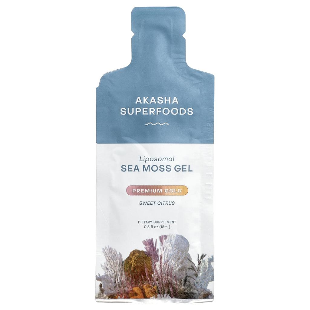 Akasha Superfoods, Liposomal Sea Moss Gel, Sweet Citrus, 30 Packets, 15 ml (0.5 fl oz) Each