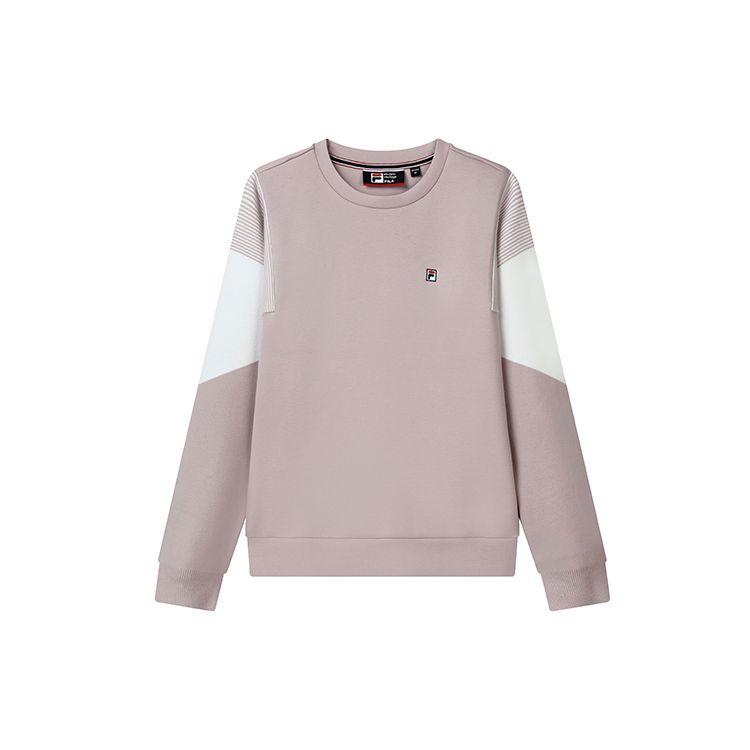 Fila Color Block Sports Crew Neck Sweatshirt Women Sweatshirt Gray Pink F11W131202F-LP