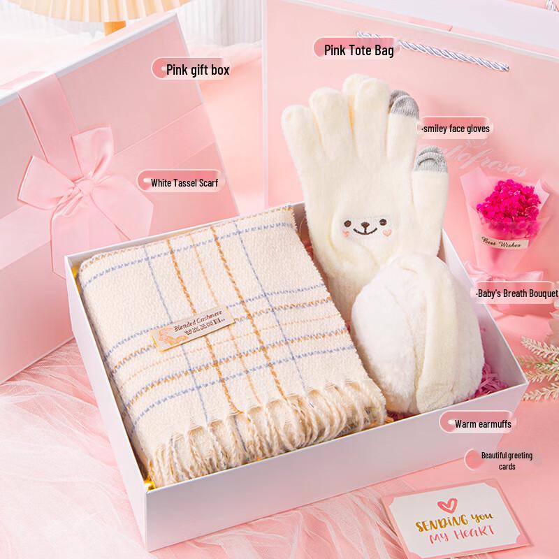 Women's Winter Scarf Gift Set with Gloves & Earmuffs
