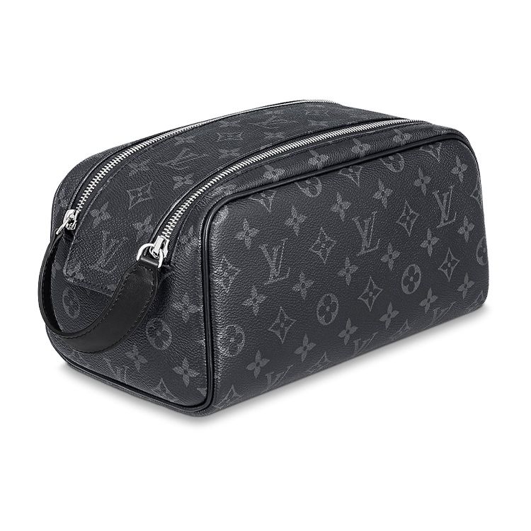 Louis Vuitton Dopp Kit Monogram Coated Canvas And Washable Fabric Toiletry Bag Men Toiletry Bag Black M46354