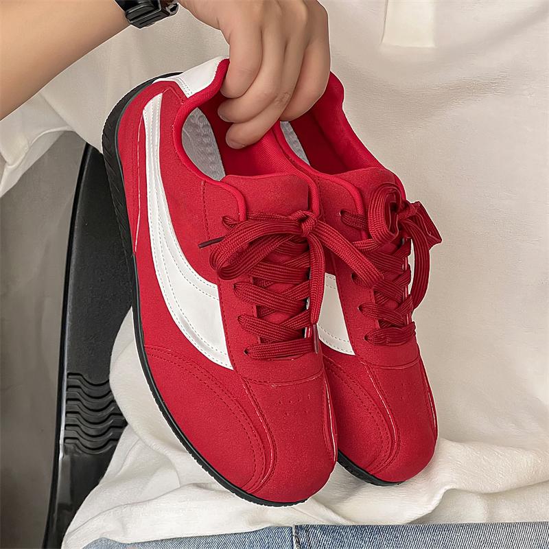 Neue Herren-Sneakers aus Spaltleder zum Schnüren, modische flache Schuhe, beige, rosa, modische Freizeitschuhe, Flats