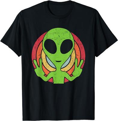 Funny Retro 80s Style Vintage UFO Lover Alien Space Gift TShirt Graphic Tee Fashion Short Sleeve Novelty Unisex Shortsleev