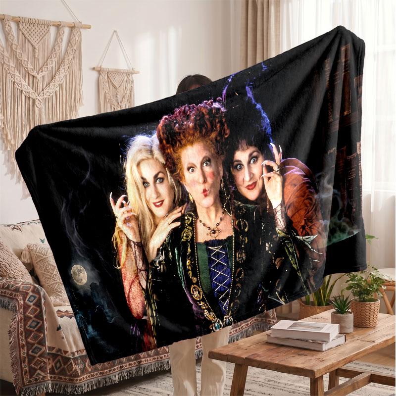 Warm Flannel BlanketHocus Pocus Sanderson Sisters Soft Cozy Throw Blanket for Bedroom Couch