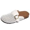 Thick-soled hollowed-out baotou half-slippers for women's summer wear, new one-pedal fishing net shoes, cool slippers