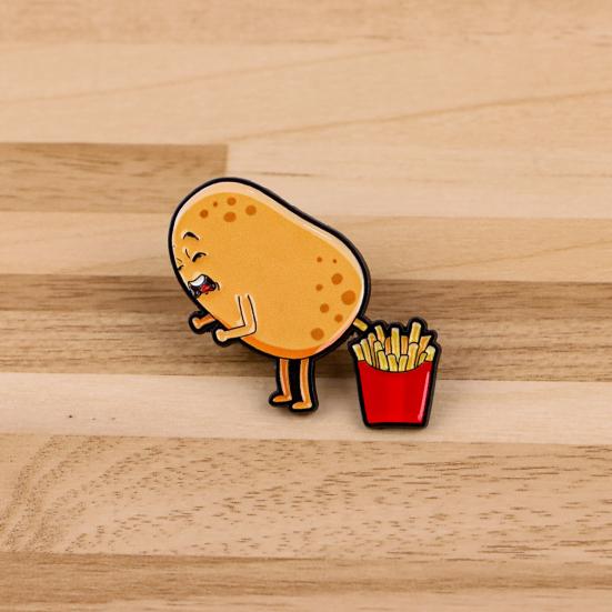 Brooch Pin, Potato French Fries Design Brooch, Thickened Zinc Alloy Badge, Enamel Paint Stable Buckle Pins for Backpacks And Hoods
