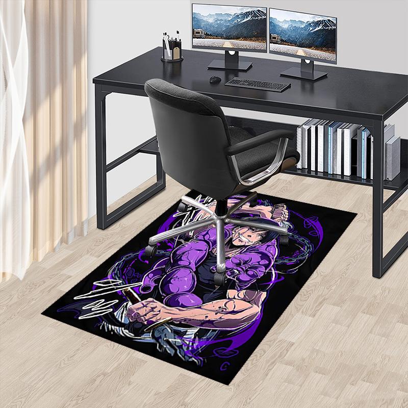 

1pc Anime Cartoon Design Chair Mat - Purple Muscular Character with Chains Office Desk Rug, Non-Slip Carpet for Home Decor, Suitable for All Seasons, 60cm by 90cm