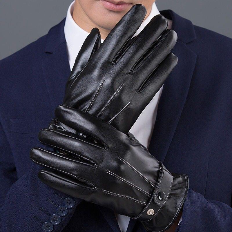 Unisex Winter Leather Gloves: Windproof, Thick, Touchscreen-Compatible with Plus Velvet Lining for Cycling and Motorcycling