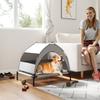 Elevated Dog Bed Tent with Canopy, 3-Sided Textilene, Bag, 76 x 61 x 70 cm, Light Grey