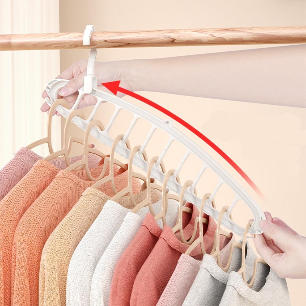 Rotating Foldable Clothes Hanger 11 Hole Multi Purpose Drying Rack Plastic Scarf Organizer Space Saving Closet Storage Hangers