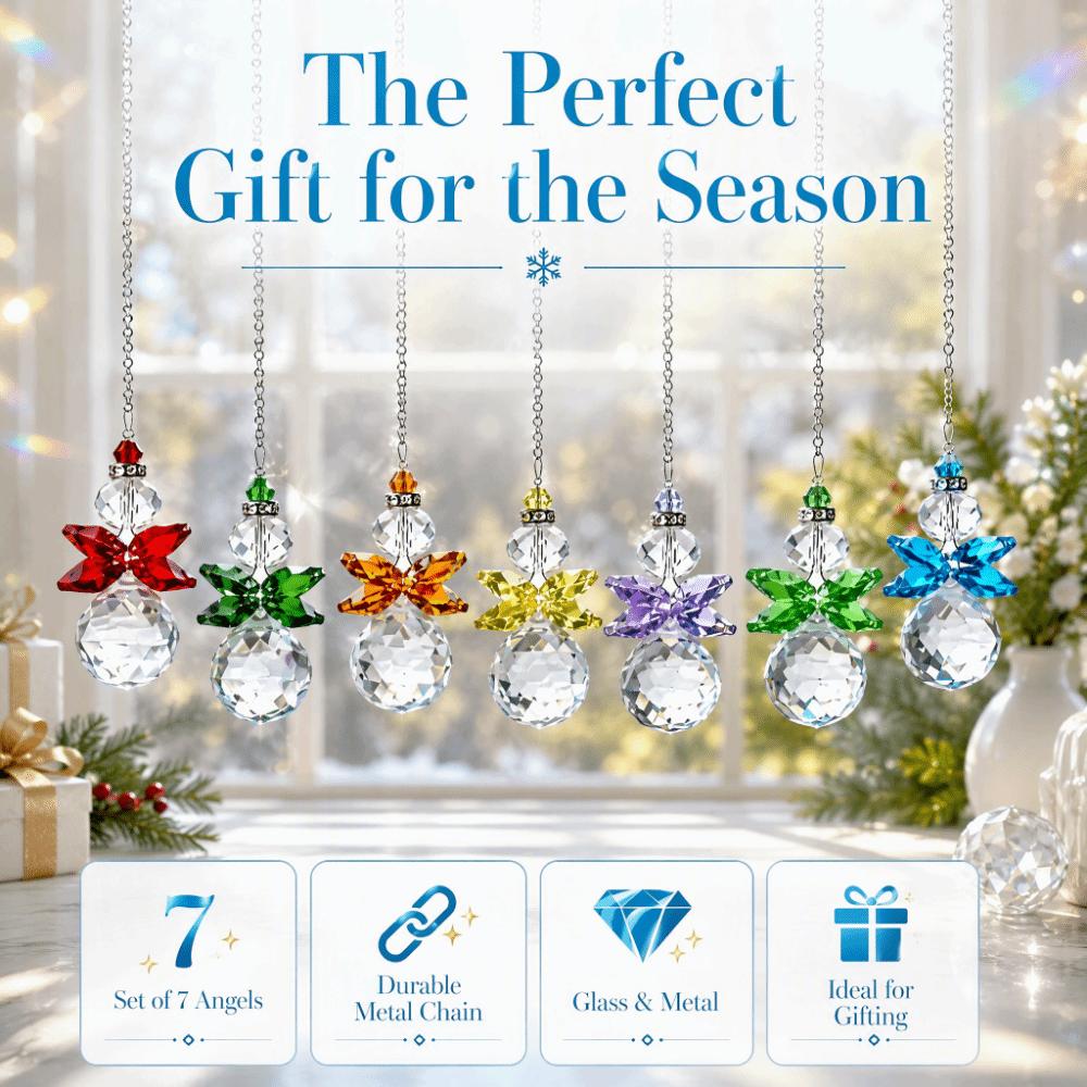 7pcs Xmas Tree Christmas Tree Ornaments Glass Ball Crystal Angel Hanging Decor  Winter Party