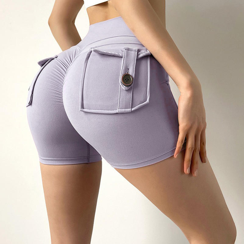 Women's High Waist Stretch Hip Lift Button Yoga Pants Summer Workwear Quick-Drying Running Fitness Pants