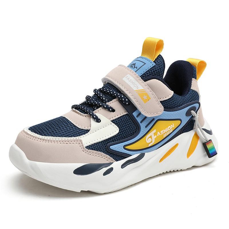 Kids Lightweight Running Shoes Boys Girls Non-Slip Soft Sole Waterproof PU Upper Mesh Lining School Outdoor Sport Sneakers
