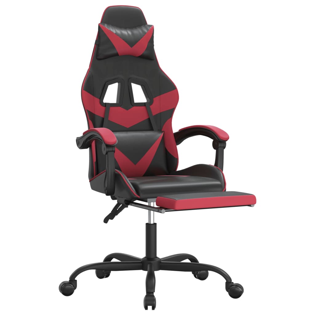 Gaming Chair with Footrest Black and Burgundy Artificial Leather