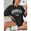 Letter Print Drop Shoulder T-Shirt, Short Sleeve Crew Neck Casual Top For Spring & Summer, Unisex's Clothing