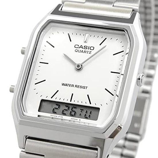 CASIO Ana-Digi Quartz Wristwatch Vintage Series AQ-230A-7DMQ Unisex Dual Time White Overseas Model