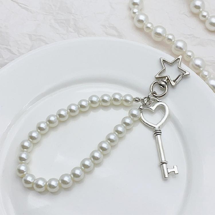 Unique Phone Lanyard Simple Beaded Bowknot/Heart/Key Pendant Key Phone Accessory