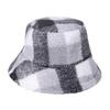 ins European and American foreign trade fashion plaid thermal hat versatile men and women lamb wool bucket hat autumn and winter basin hat plaid