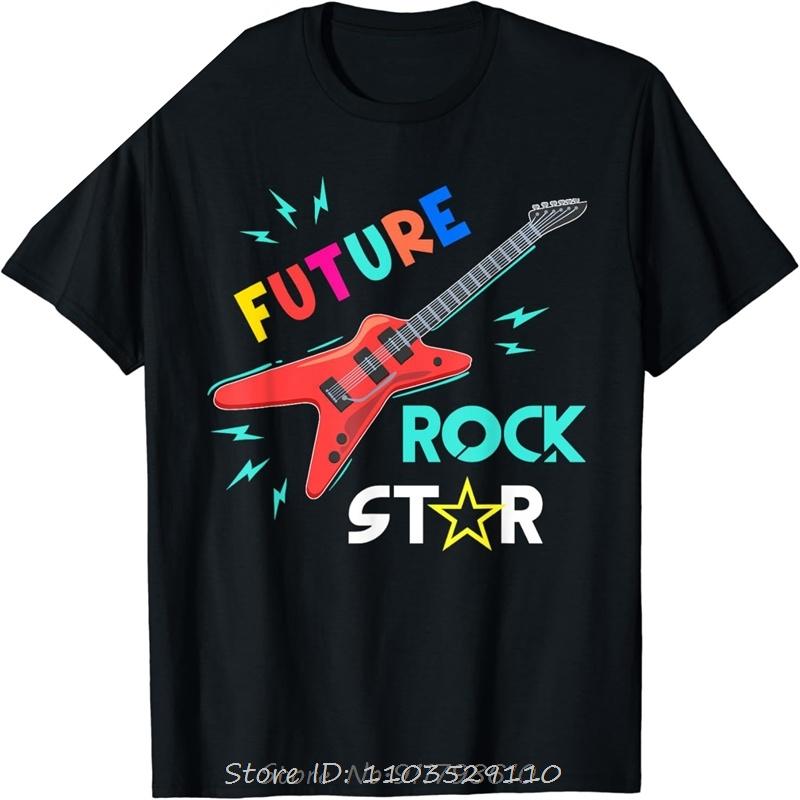 Youth Future Rockstar TShirt Guitar Music Boys Girls Tee TShirt Cotton Unisex Summer Tops Print Original Design Gifts Tshirt S