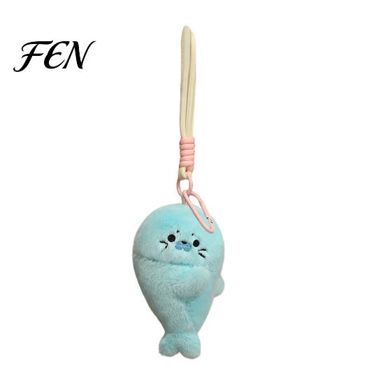 Bag-mounted Car Ornament Magnetic Seal Plush Keychain, Cute Stuffed Animal Keyring, Soft Short Fabric Charm Plushie for Bag Purse, Fridge Magnet Gift