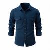 Frühling Herbst Herren Baumwolle Freizeithemden Einfarbig Mode Smart Casual Langarmhemd Männer Umlegekragen Schlanke Bluse