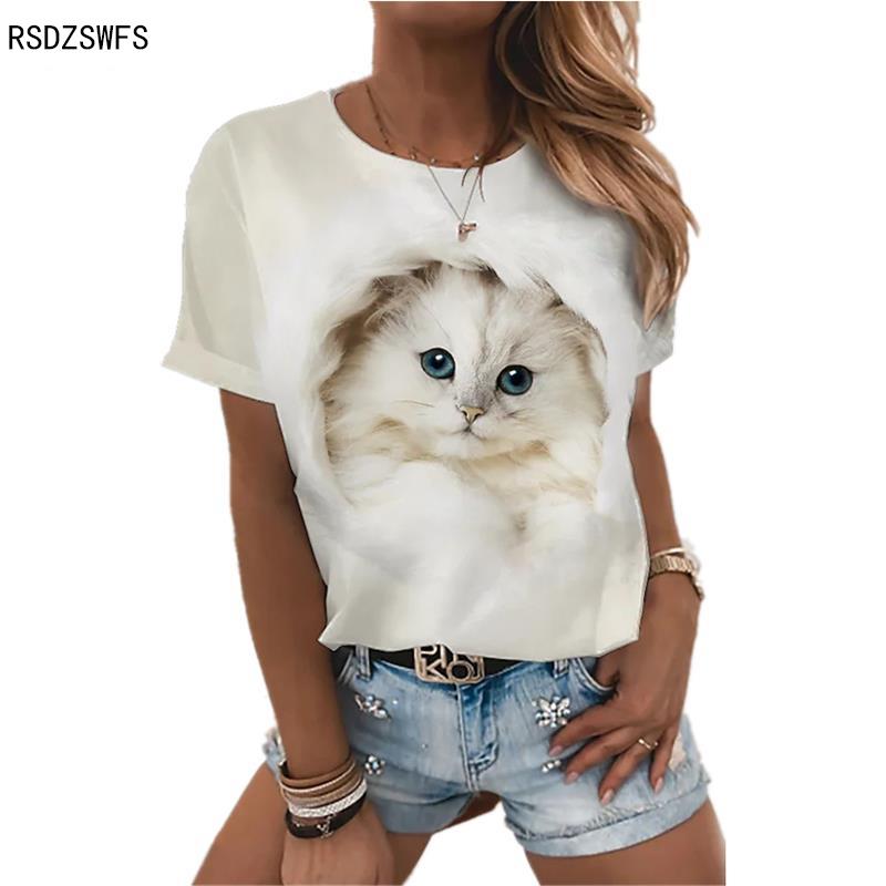 

НОВАЯ ЛЕТНЯЯ женская МУЗЫКАЛЬНАЯ ФУТБОЛКА Унисекс Забавная футболка Повседневная футболка с 3d принтом кота Топ с круглым вырезом и короткими рукавами Веселая футболка 2021 8XL