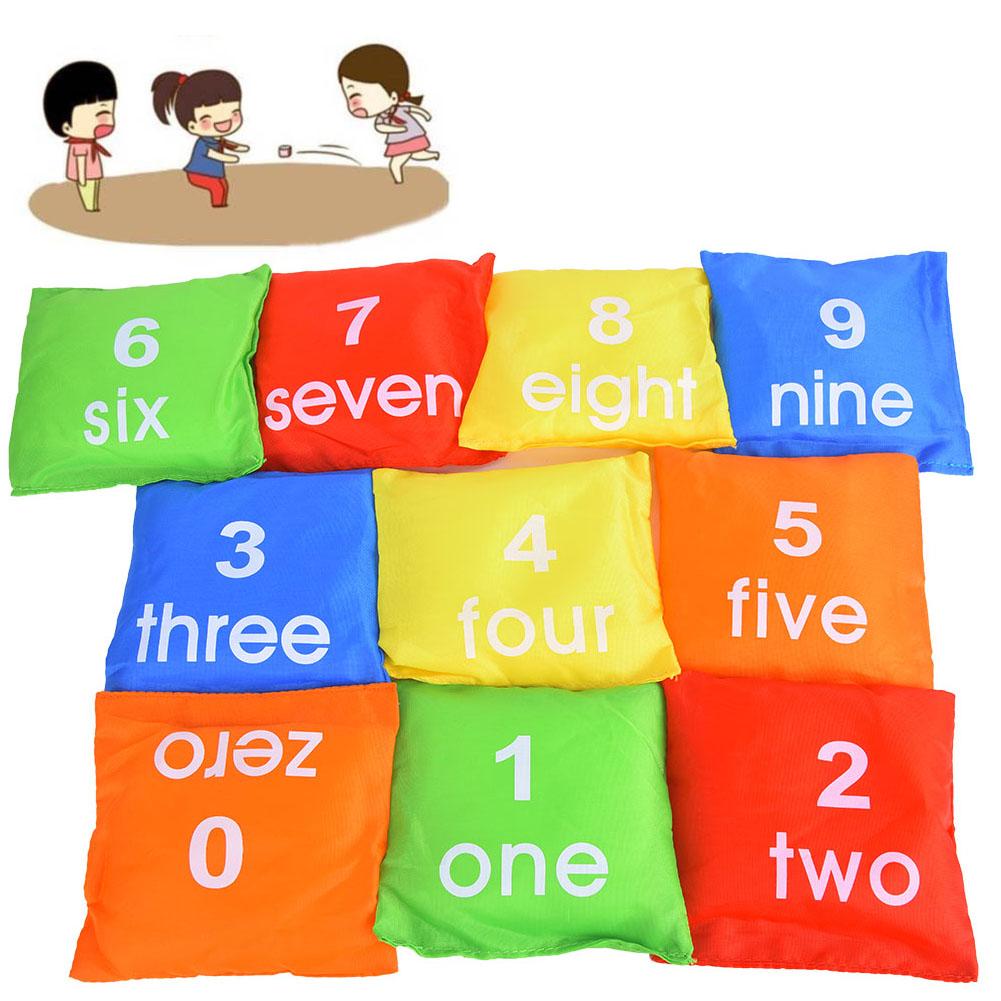 10 Pcs Kids Children Early Education Numbers Toy Bag Colors Sandbag Throwing Sports Game Prop