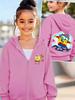 Jellyfish Fields SpongeBob Zippered Hoodie Kids Summer Cute Cartoon Crewneck Boys Girls 3-14