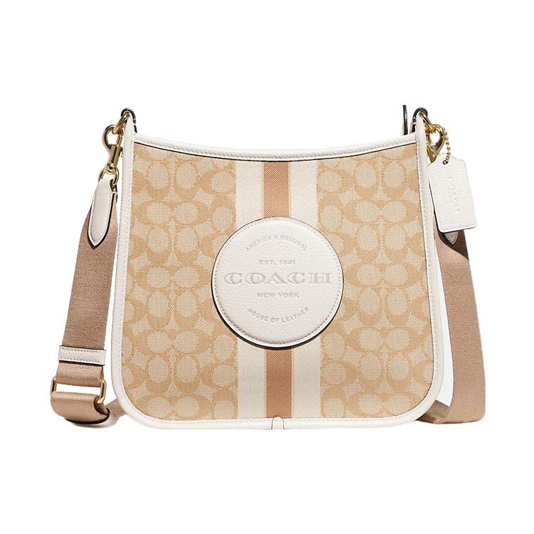 

Coach Dempsey 27 Striped Logo Classic Floral Jacquard Pebble Leather Document Shoulder Crossbody Bag Large Women Bags Light-Khaki White CA195-IMDQC Basic Set (Bag+Dust Bag)