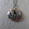 Punk Retro Silver Color Wolf Howling Under The Moon Feather Relief Round Pendant Necklace for Women Men Stainless Steel Jewelry
