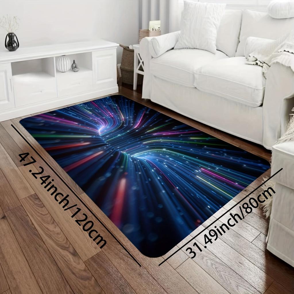 3D Galaxy Light Speed Print Flannel Rug Plush Soft Carpet For Living Room Bedroom Modern Sci Fi Decor Artistic Design