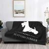 Ultra-Soft Fleece Funny Squirrel Patrol Throw Blanket Flannel Scottish Terrier Dog Blankets for Bedding Office Couch Bedspreads