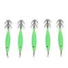 5Pcs 8cm Fishing Lure with Hook Cuttlefish Jig Wood Shrimp Bait for Outdoor Saltwater Freshwater Luminous Green