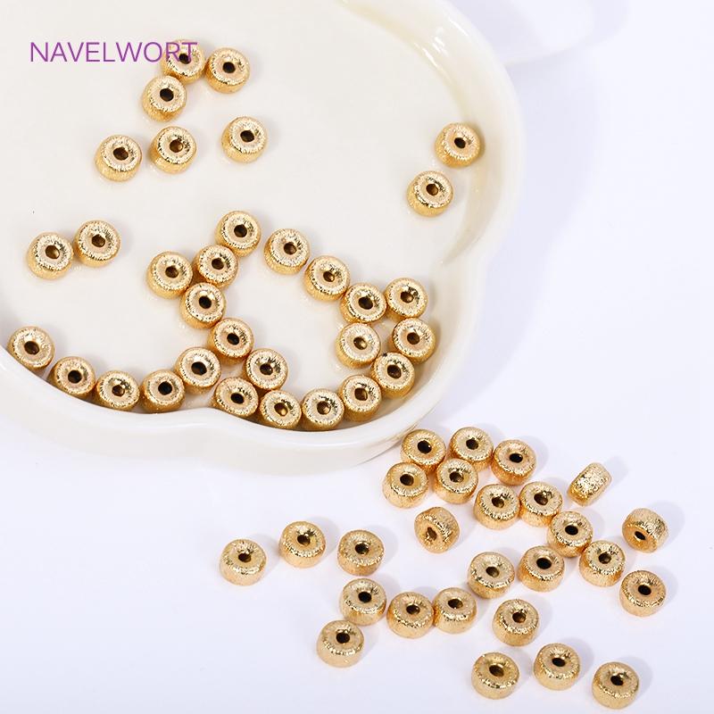 Brass 6mm Frosted Wheel Spacer Beads 18K Gold Plated Round Loose Beads For Jewelry Making DIY Jewelry Making Accessories