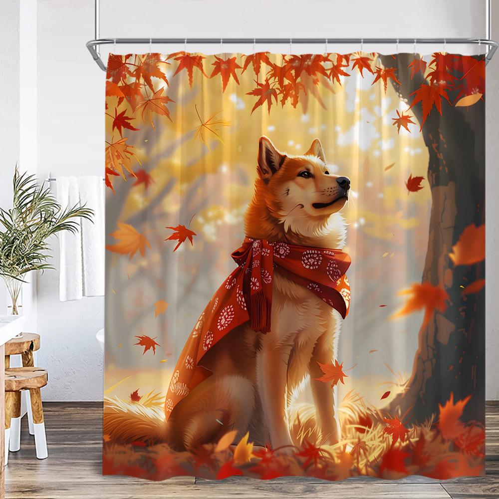 Funny Animal Shower Curtain Cute Cat Leopard Dog Elk Raccoon Cartoon Home Decor For Bathroom Polyester Bath Curtain