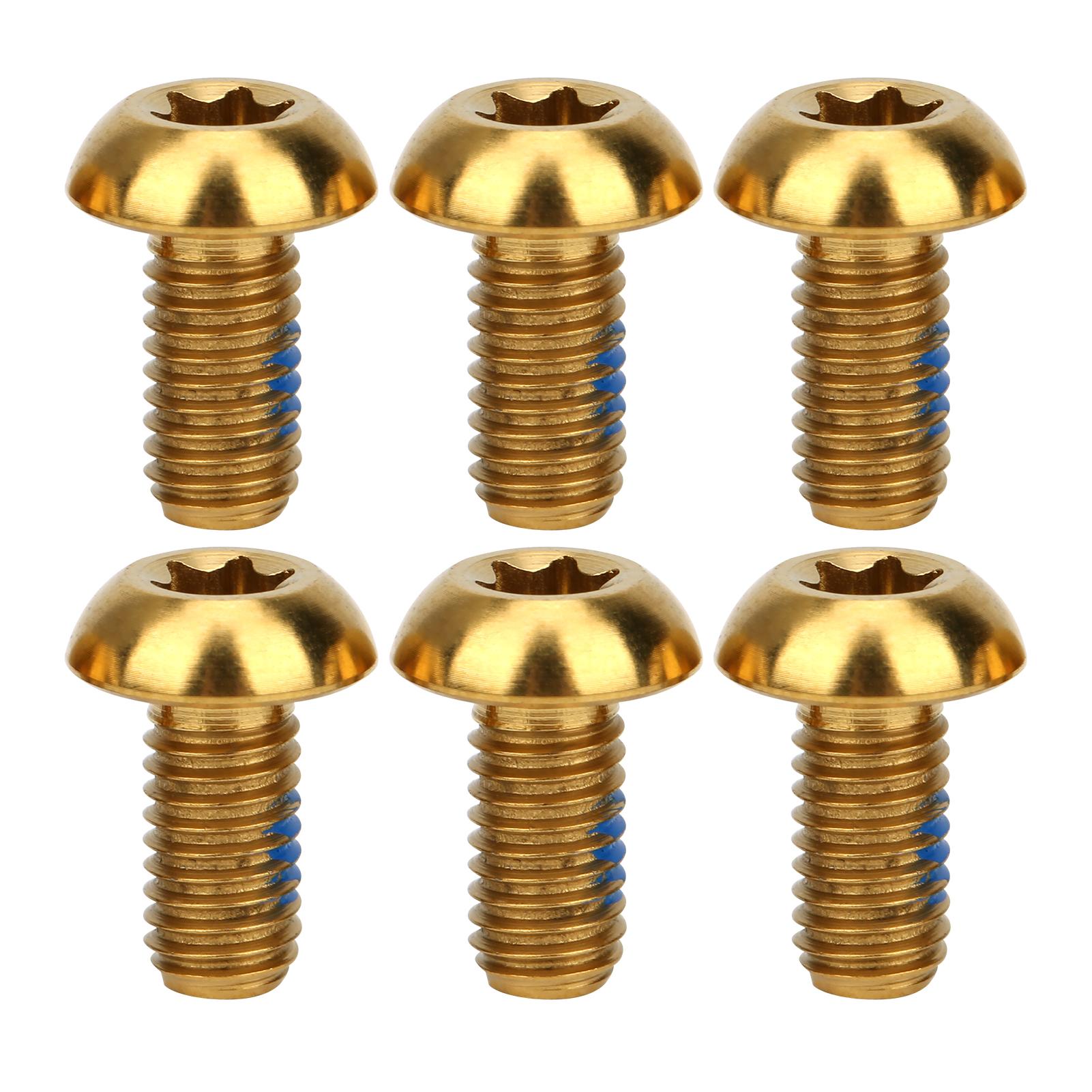 

6 шт./коробка Болты из титанового сплава M5x10 мм для велосипеда, дискового тормозного ротора, T25, винты, серебристые