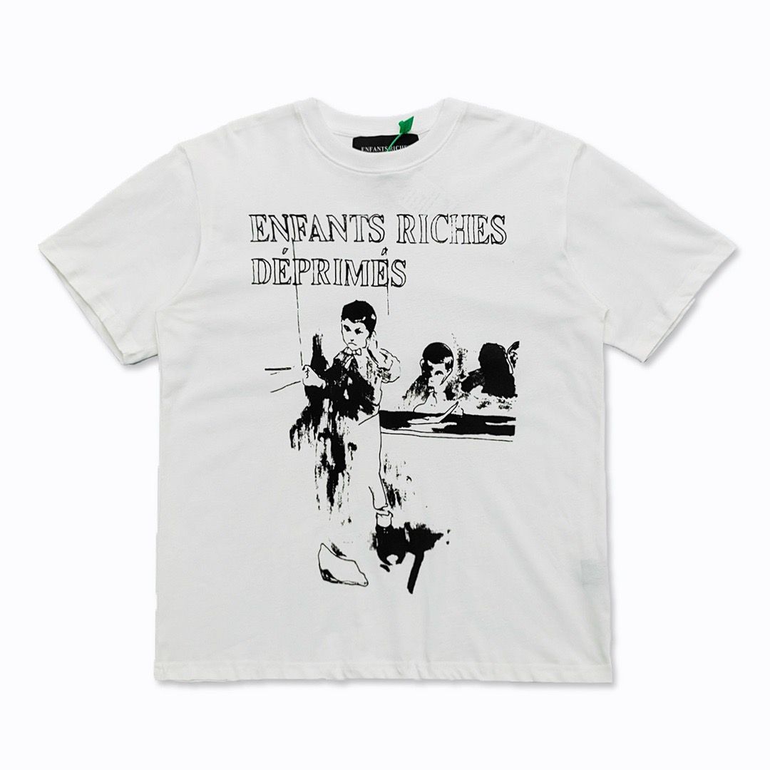 BenberFashion ERD Melancholie Trendy Merk Tweede Generatie Portret High Street Print Los Heren T-shirt Retro Ronde Hals Korte Mouw M