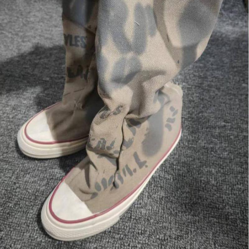 Women's Spring Graffiti High Canvas Boots Round Head Middle Follow Anti Slip Boots Women Leisure Fashion Rubber
