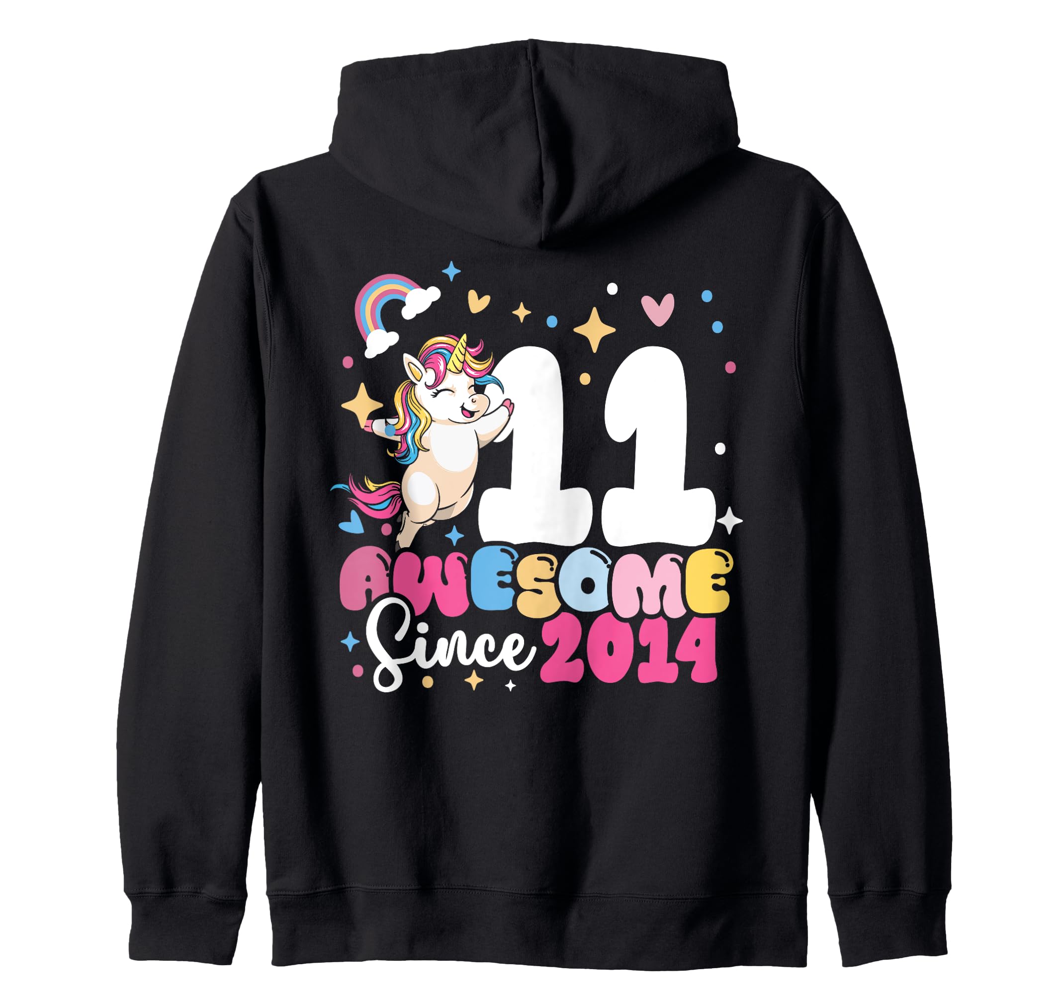 11th Birthday Unicorn Awesome Since 2014 11-Year-Old Kids Zip Hoodie