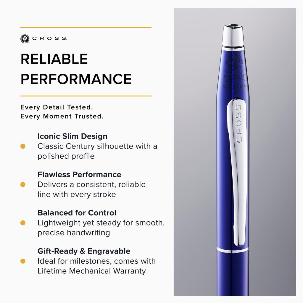 Cross Classic Century Blue Lacquer Premium Ballpoint Pen In Gift Medium Perfect for and Other Box, Nib, Gifts, Father's Day, Promotions, Occasions.
