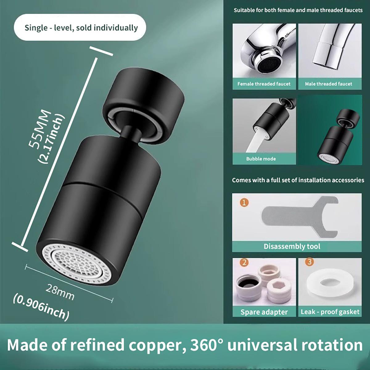 

Медный брызговик для смесителя - Регулируемый угол 360°, Универсальный резьбовой адаптер с силиконовой прокладкой, Защита от протечек