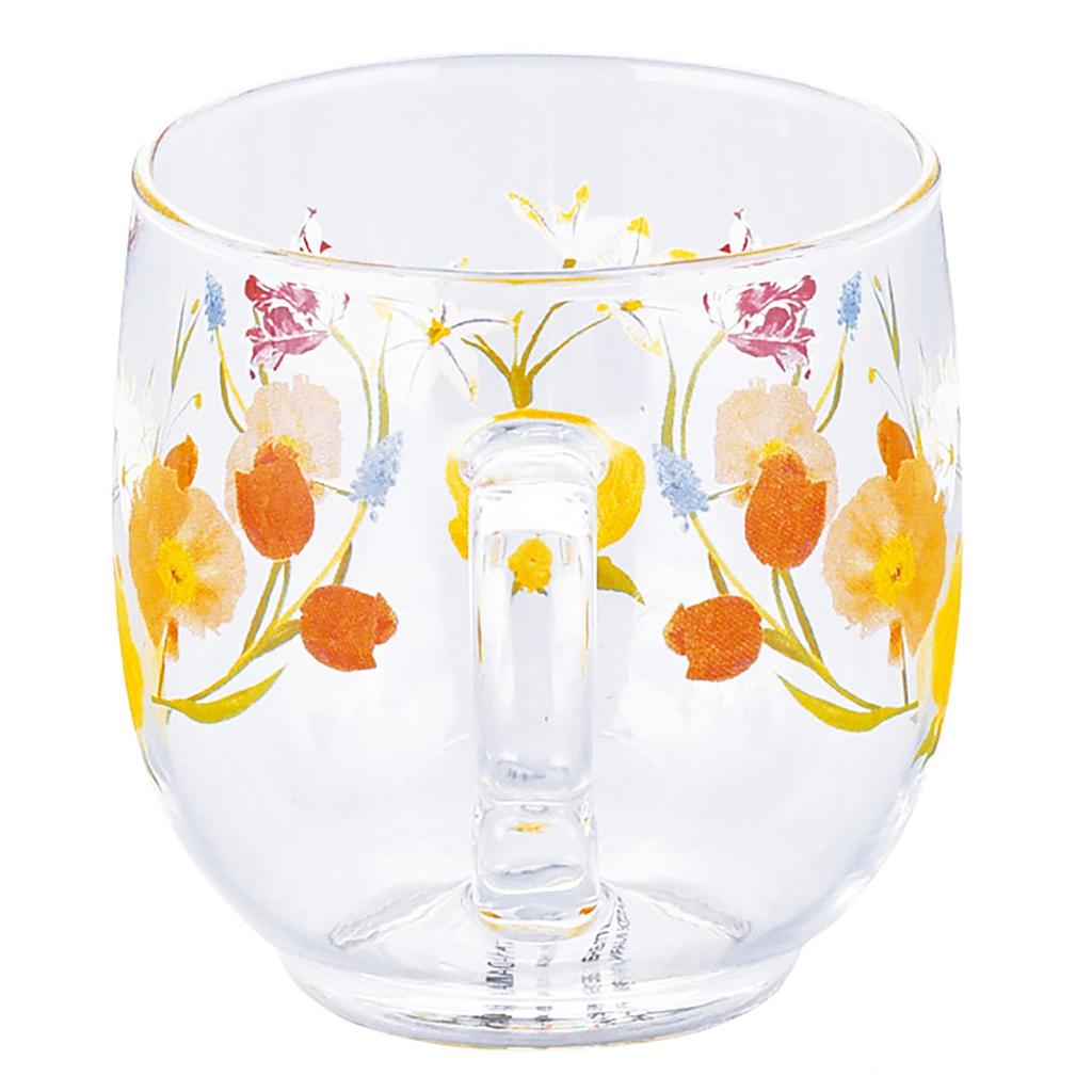 Yamaka Shoten X Language of Glass by Hibiya Microwave Day Birthday Made In HIBIYA-KADAN "The Flowers Tulip" Heat-Resistant Mug, 270ml, Diameter