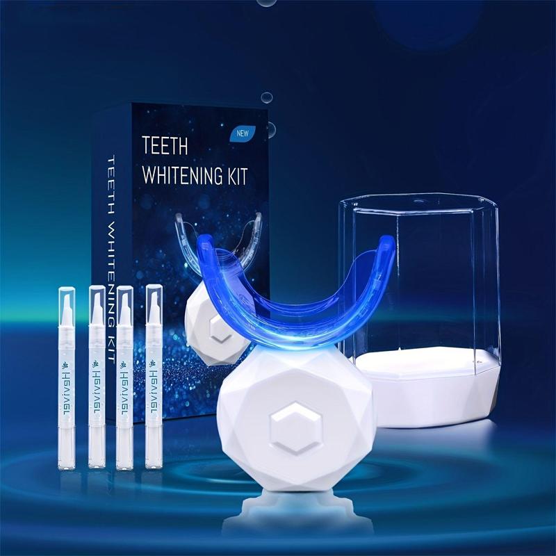 Heviver Elektrická sada na bělení zubů se studeným modrým LED světlem a 4 bělícími gely, Dentální bělící systém pro péči o ústní dutinu a zuby
