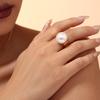 New Chinese Rice Bead Open Ring: Light Luxury Design, Colorfast Titanium Steel, Unique Temperament Finger Ring for Women