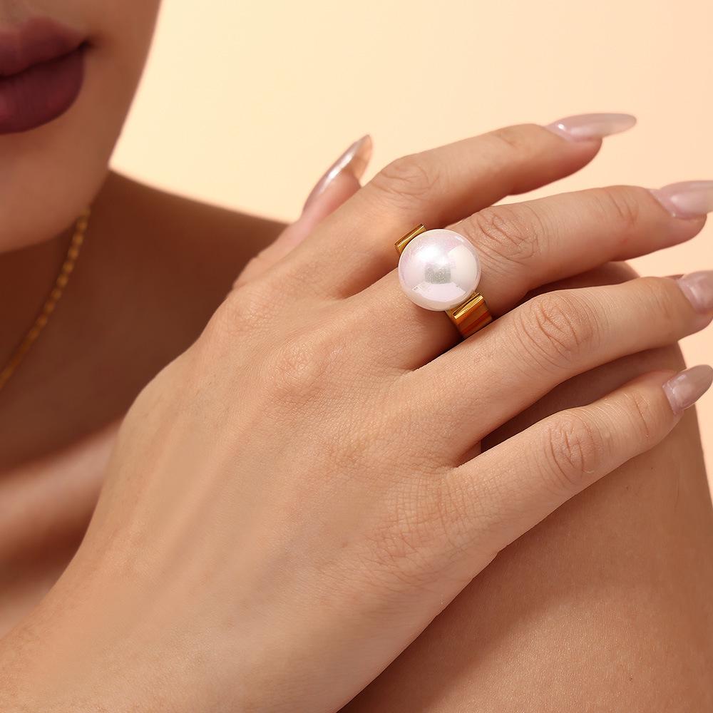 New Chinese Rice Bead Open Ring: Light Luxury Design, Colorfast Titanium Steel, Unique Temperament Finger Ring for Women
