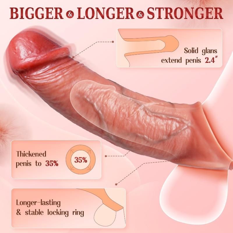 Penis Set Vibrator, Real Life Version, Adult Male Sex Toy, Penis Extender, Vibrating Rooster Ring, Elastic Penis Ring, Suitable for Male Couples